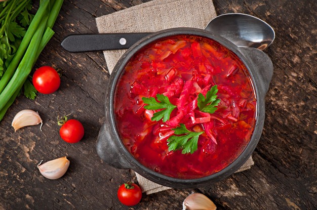 Light Borsch with Mushrooms and Peppers