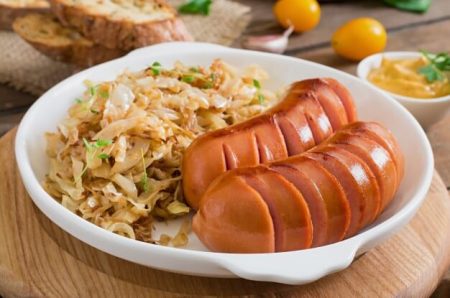 Stewed Cabbage with Sausages