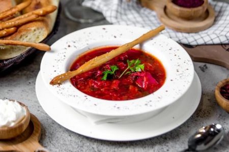 Flavored Borsch with Cod