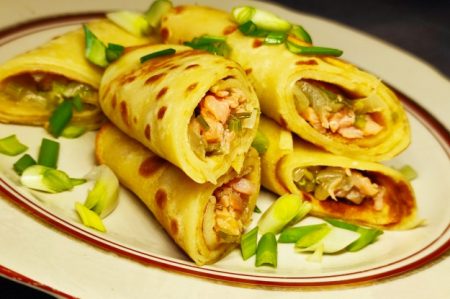 Savory Crepes with Green Onion and Dill