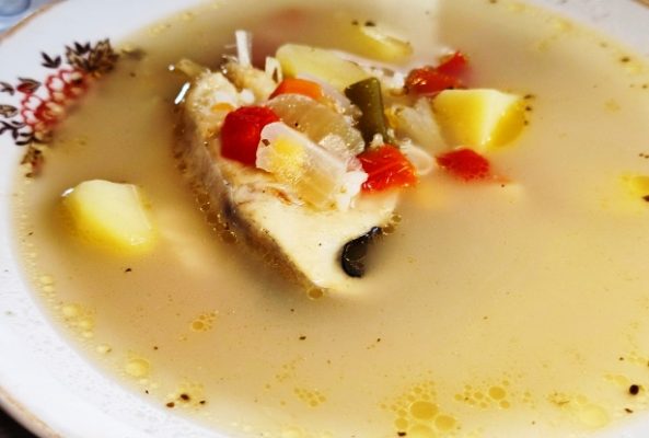 Vegetable Soup with Catfish Steak