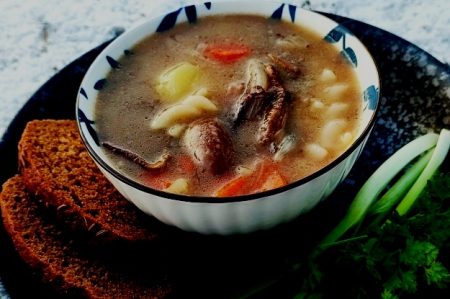 Savory Porcini Mushroom Chicken Soup